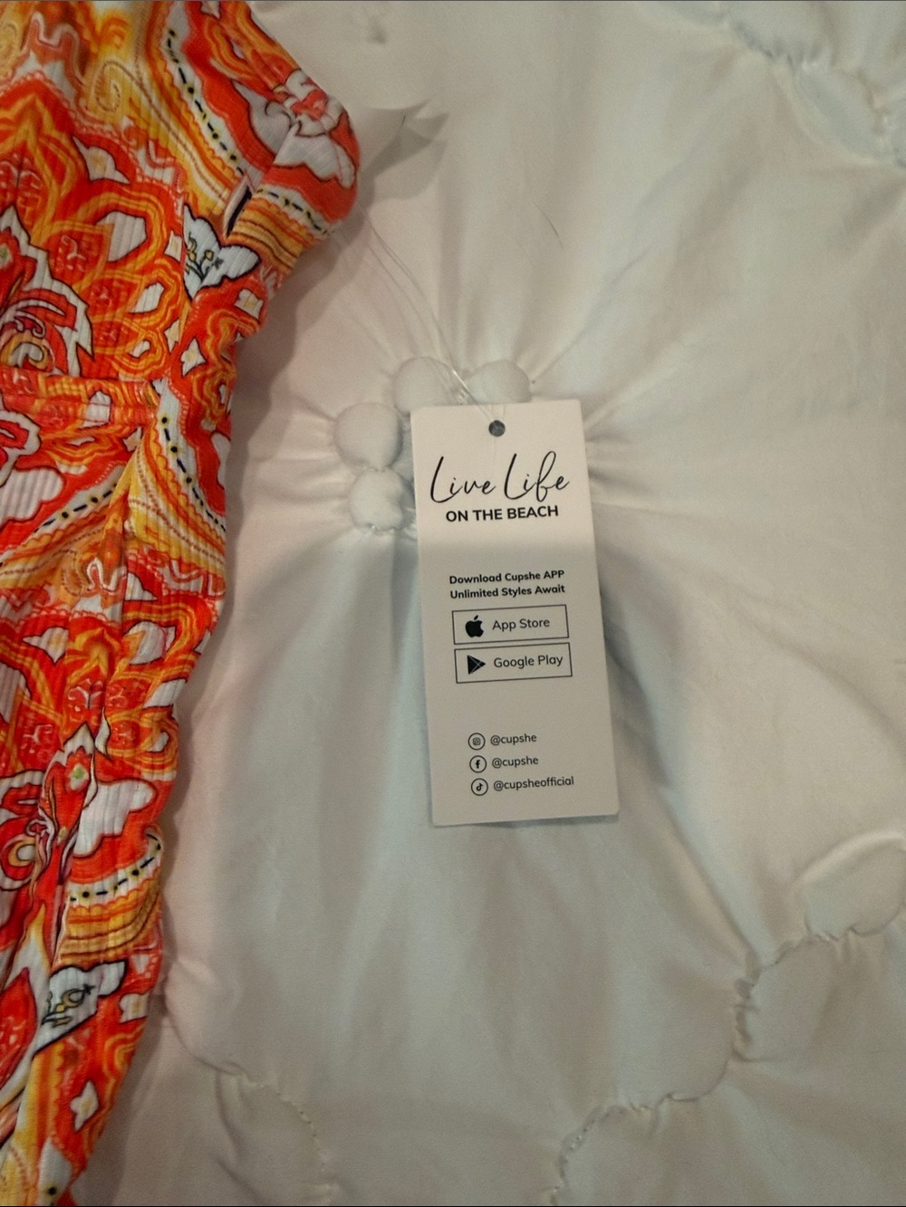 Cupshe Orange Floral Tankini with Solid Orange Bottom - Picture 4 of 10
